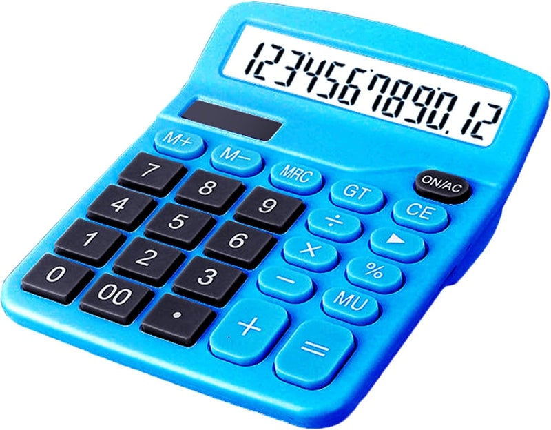 DUFCUSPH 12 Digits Desktop Calculator with Large LCD Display, Basic Calculator Dual Solar Power and Battery, Standard Function for Office, Home, School (Dark Blue) - Image 1
